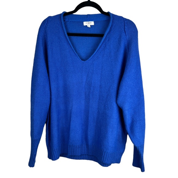 Umgee Women’s Oversized V-neck Blue Sweater Size‎ Small - Picture 1 of 5